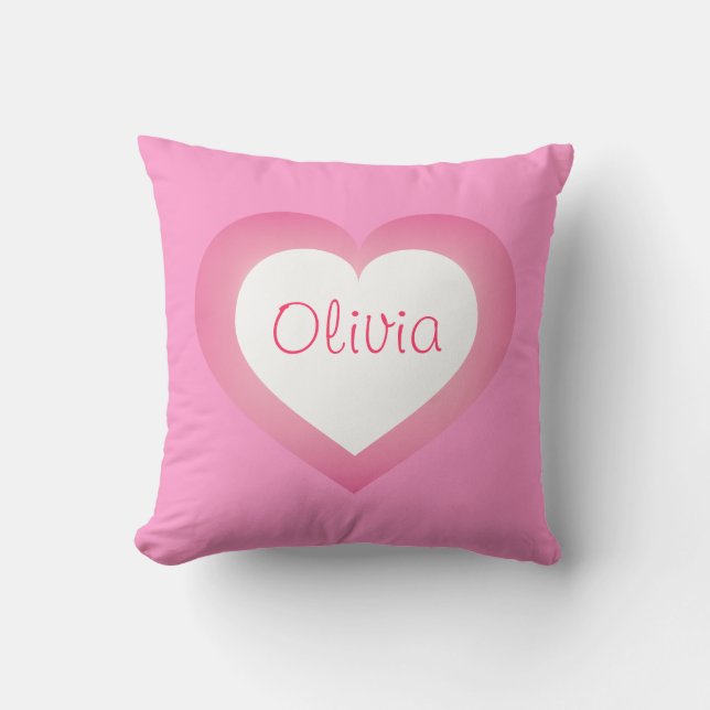 Baby Girl pink and white heart Cushion (Front)