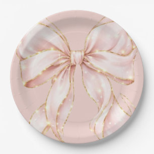 Baby Girl Pink Bow Baby Shower Paper Plate
