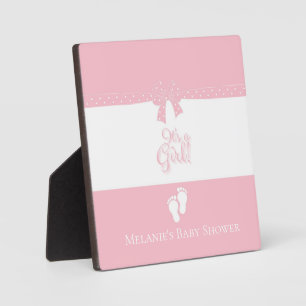Baby Girl Pink Bows & Little Feet Custom Plaque