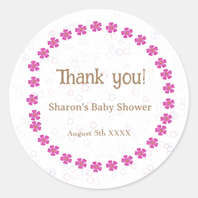 Baby Girl Pink Classic Round Sticker (Front)