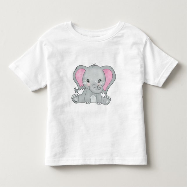 Baby girl pink ears elephant T-Shirt (Front)