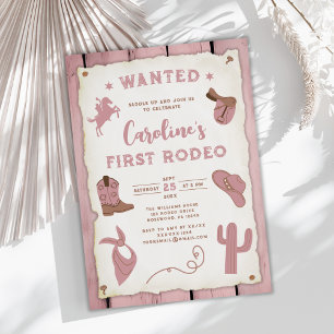 Baby Girl Pink First Birthday Invitation