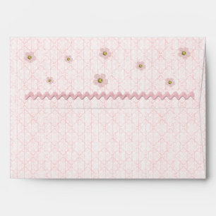 Baby Girl Pink Floral Damask Modern Envelope