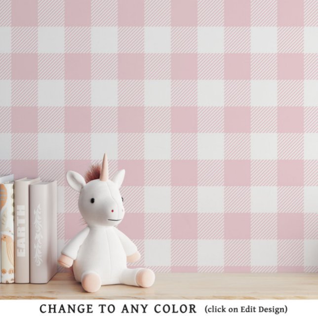 Baby Girl Pink Gingham Pattern Nursery Wallpaper (Creator Uploaded)