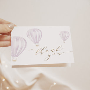 Baby Girl Pink Horizontal Hot Air Balloon Thank You Card