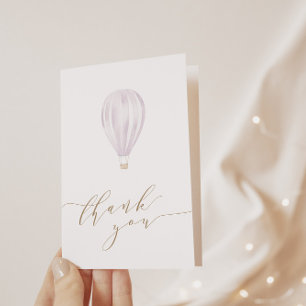 Baby Girl Pink Hot Air Balloon Thank You Card
