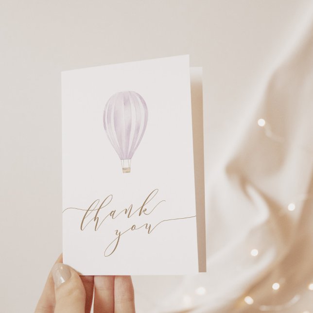 Baby Girl Pink Hot Air Balloon Thank You Card (Creator Uploaded)