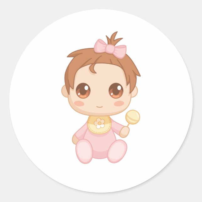 Baby Girl Pink Jumpsuit Classic Round Sticker (Front)