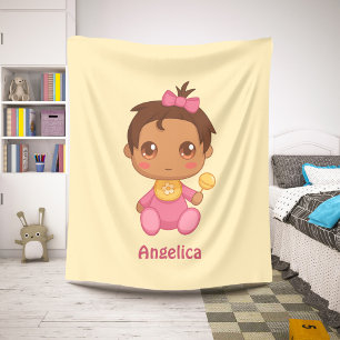 Baby Girl Pink Jumpsuit Custom Name Sherpa Blanket