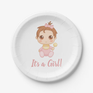 Baby Girl Pink Jumpsuit Paper Plate