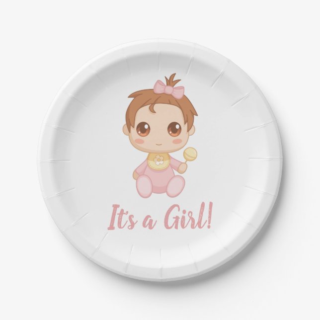 Baby Girl Pink Jumpsuit Paper Plate (Front)