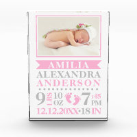 BABY Girl Pink Keepsake Name Birth Date PHOTO