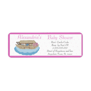 Baby Girl Pink Noah's Ark Baby Shower Invitation Return Address Label