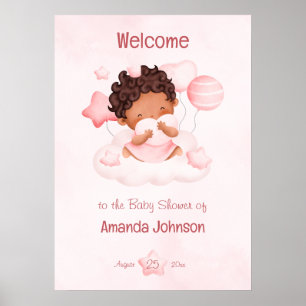 Baby girl pink on a cloud hugging heart  foam boar poster