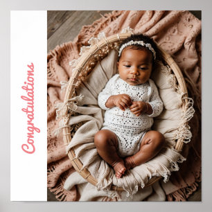 baby girl pink party photo congratulations poster