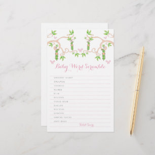 Baby Girl Pink Pea In A Pod Custom Word Scramble Stationery