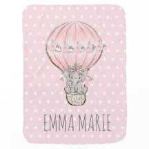 Baby Girl Pink Princess Elephant Hot Air Balloon