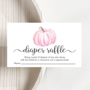 Baby Girl Pink Pumpkin Diaper Raffle Shower Enclosure Card