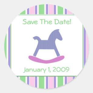 Baby Girl Pink, Purple, Green Toy Horse Stickers