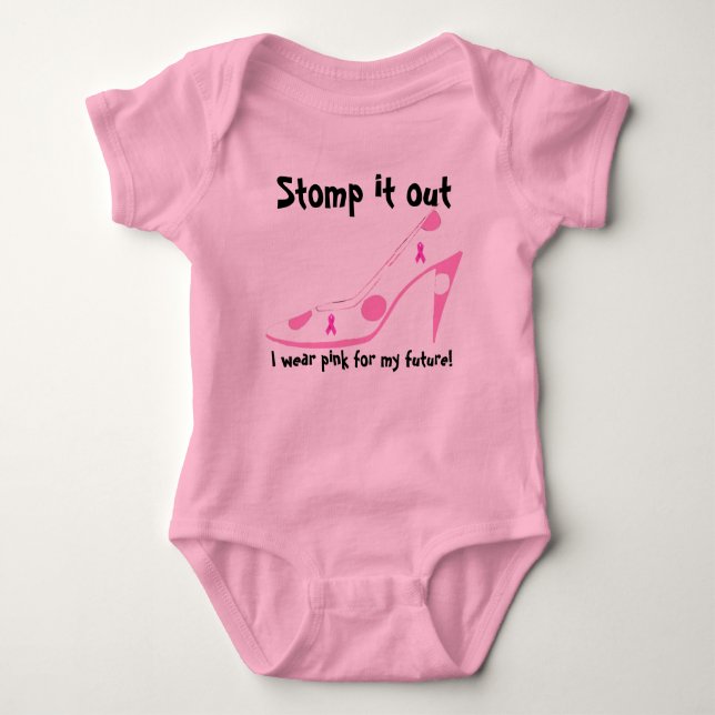 Baby Girl Pink Ribbon Crusade for her Future Baby Bodysuit (Front)