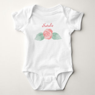 Baby Girl Pink Rose Personalised Bodysuit