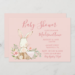 Baby Girl Pink Script Cute Elegant Baby Invitation