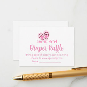 Baby Girl Pink Shoes Diaper Raffle Enclosure Card