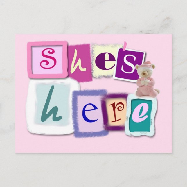 Baby Girl Postcard Announcement (Front)