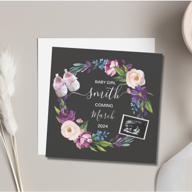 Baby Girl Pregnancy Announcement  (Baby Girl Pregnancy Announcement Card)