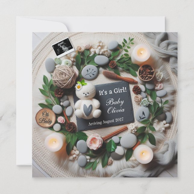  Baby Girl Pregnancy Announcement for Social Media (Front)