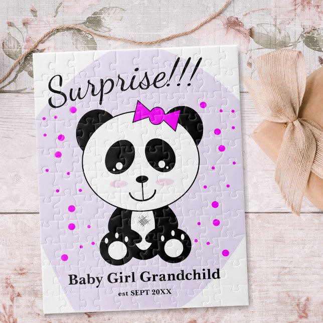 Baby Girl Pregnancy Announcement (Pink Panda) Jigsaw Puzzle (Creator Uploaded)