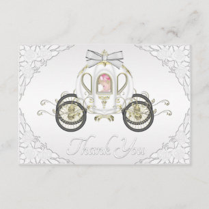 Baby Girl Princess Coach and Roses White Thank You Card