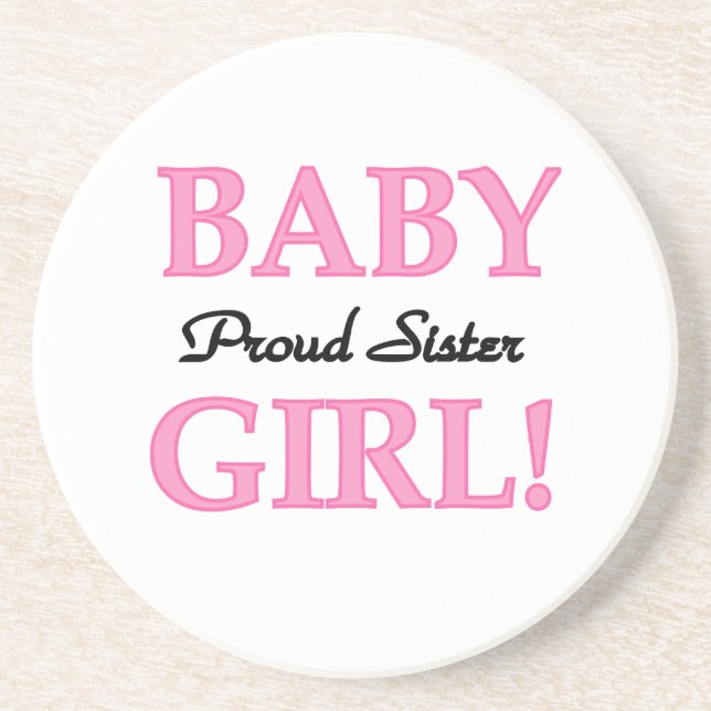 Baby Girl Proud Sister Gifts Coaster (Front)