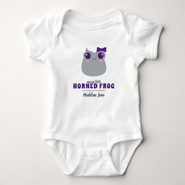 Baby Girl Purple Horned Frog Bodysuit (Front)