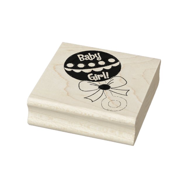 Baby Girl Rattle  Rubber Stamp (Stamp)