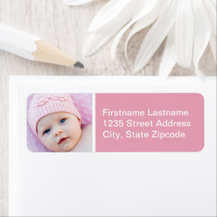 Baby Girl Rose Pink Photo Return Address Return Address Label