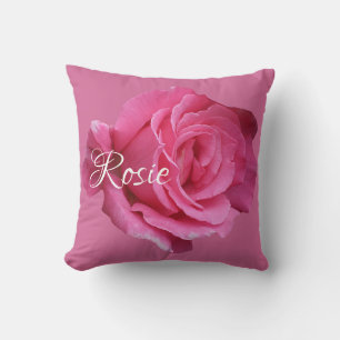 Baby girl Rosie name cute customizable pink rose Cushion