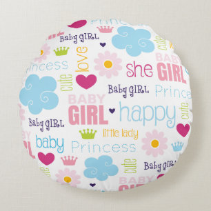 Baby Girl Round Cushion