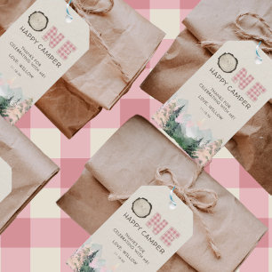 Baby Girl Rustic One Happy Camper Favour Gift Tags