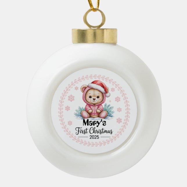 Baby Girl’s First xmas Ornament – Personalised (Front)