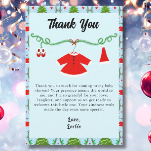 Baby Girl Santa Outfit Baby Shower Thank You Card
