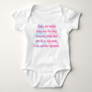 Baby Girl Seeks Baby Boy Funny T-Shirt Baby Bodysuit