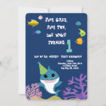 Baby Girl Shark Personalised Birthday Party Invita Invitation<br><div class="desc">A baby shark theme'd birthday party isn't complete without a Personalised party invitation with  baby shark.  Check out our shop for coordinating plates,  napkins,  banners,  and other accessories.</div>