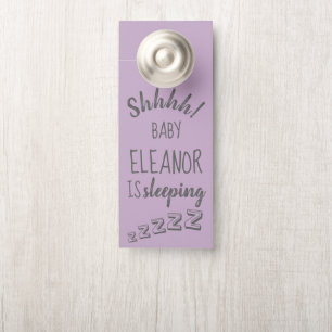 Baby Girl Shhh Sleeping Lavender Door Hanger