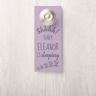 Baby Girl Shhh Sleeping Lavender Door Hanger