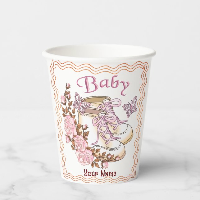 Baby Girl Shoes  Paper Cups (Front)