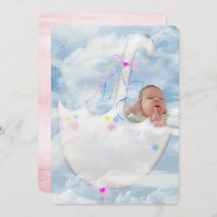 Baby Girl Shower-baby in clouds Invitation