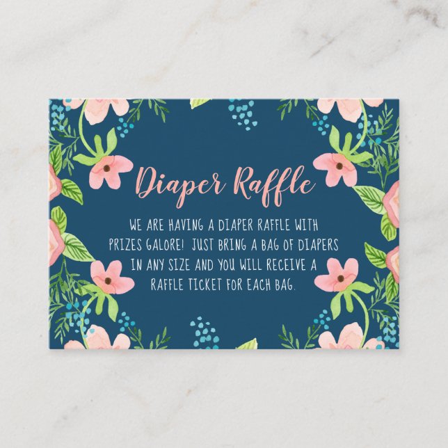 Baby Girl Shower Diaper Raffle Boho Floral Modern Enclosure Card (Front)