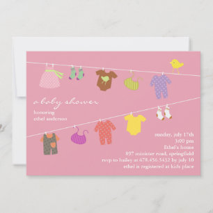Baby Girl Shower Flat Invitation