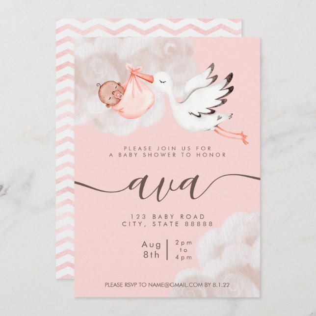 Baby Girl Shower Invitation (Front/Back)